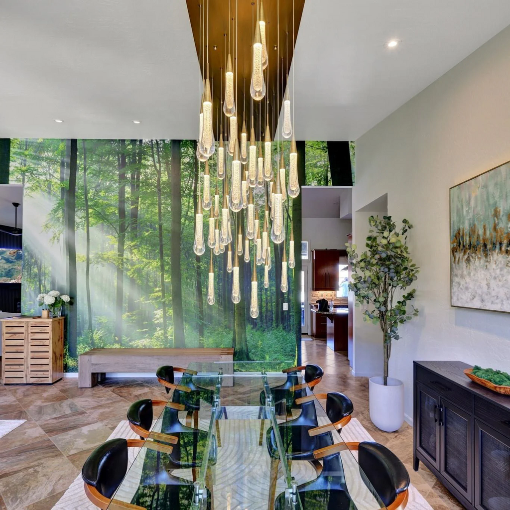 Avelisse Glass Raindrop Linear Chandelier 37" / 50" / 70" / 87" / 120"