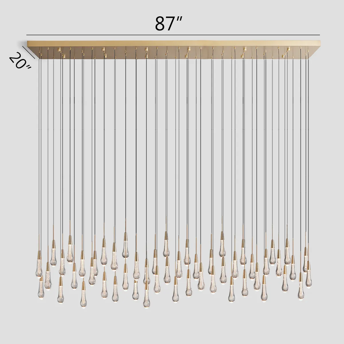 Avelisse Glass Raindrop Linear Chandelier 37" / 50" / 70" / 87" / 120"
