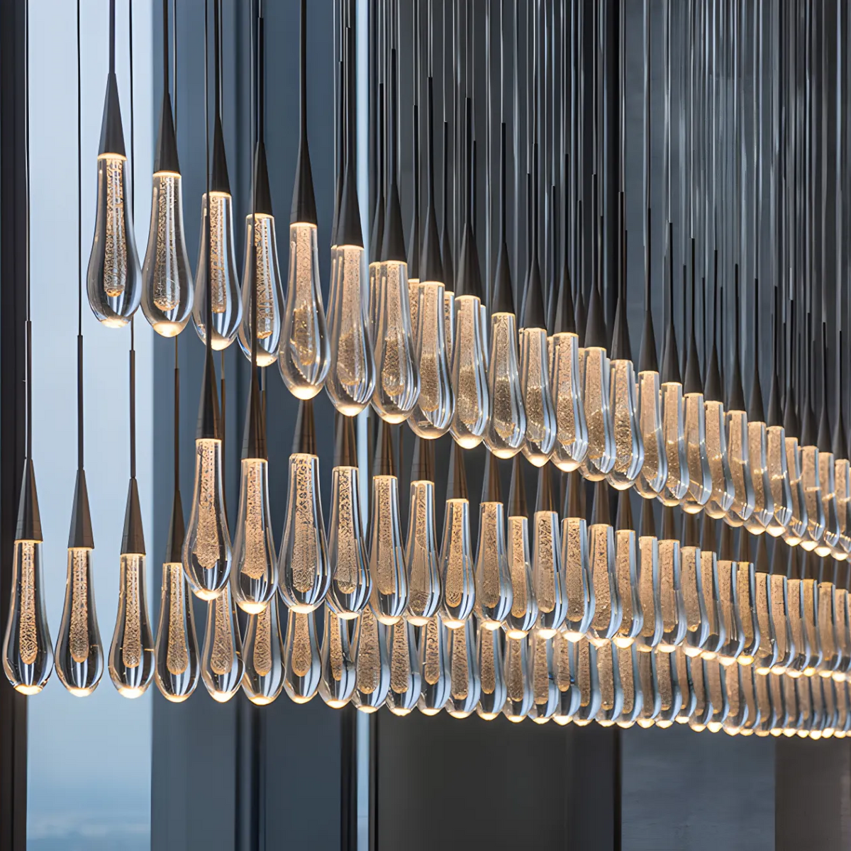 Avelisse Glass Raindrop Linear Chandelier 37" / 50" / 70" / 87" / 120"