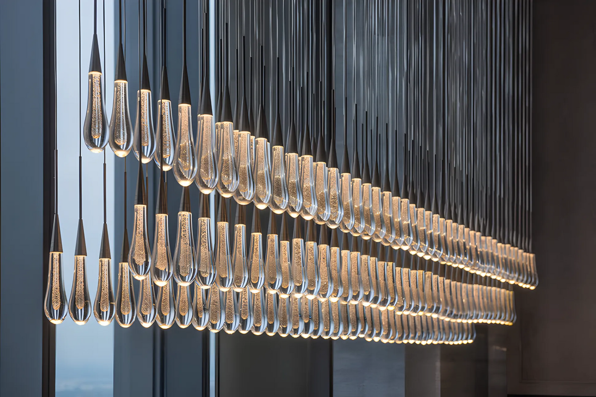 Avelisse Glass Raindrop Linear Chandelier 37" / 50" / 70" / 87" / 120"