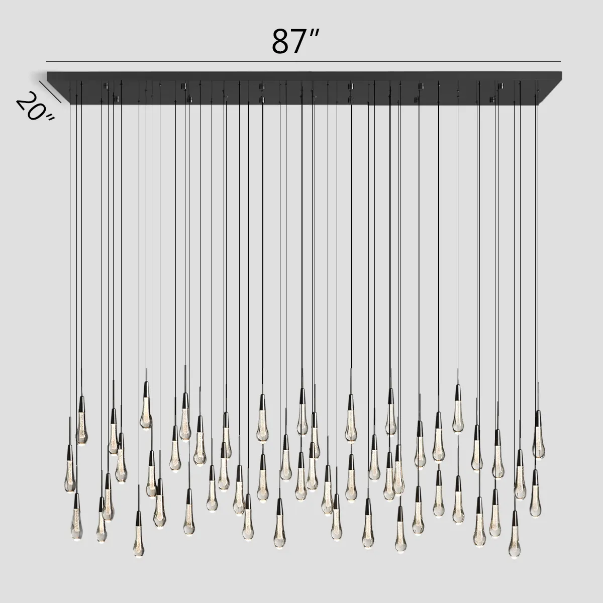 Avelisse Glass Raindrop Linear Chandelier 37" / 50" / 70" / 87" / 120"