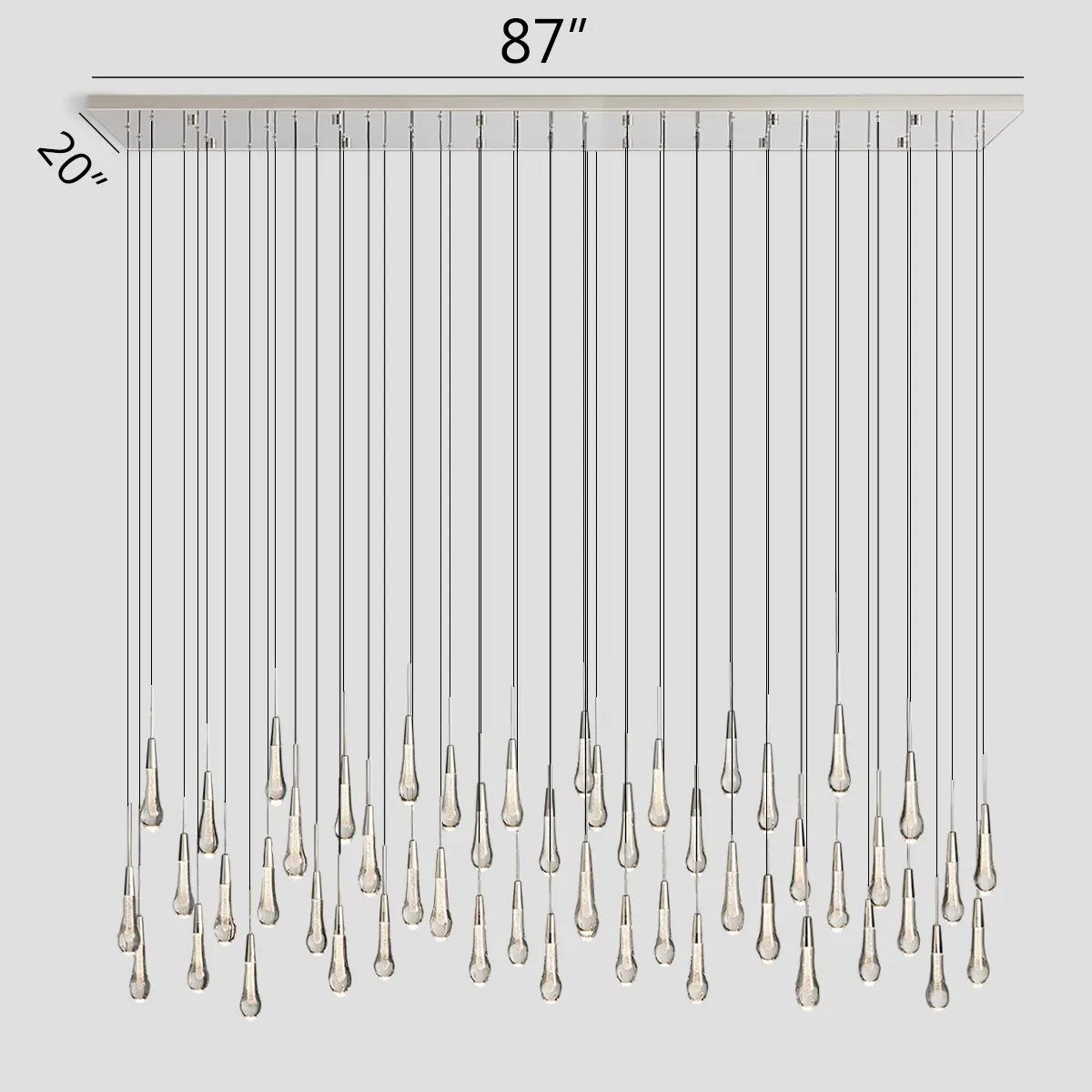 Avelisse Glass Raindrop Linear Chandelier 37" / 50" / 70" / 87" / 120"