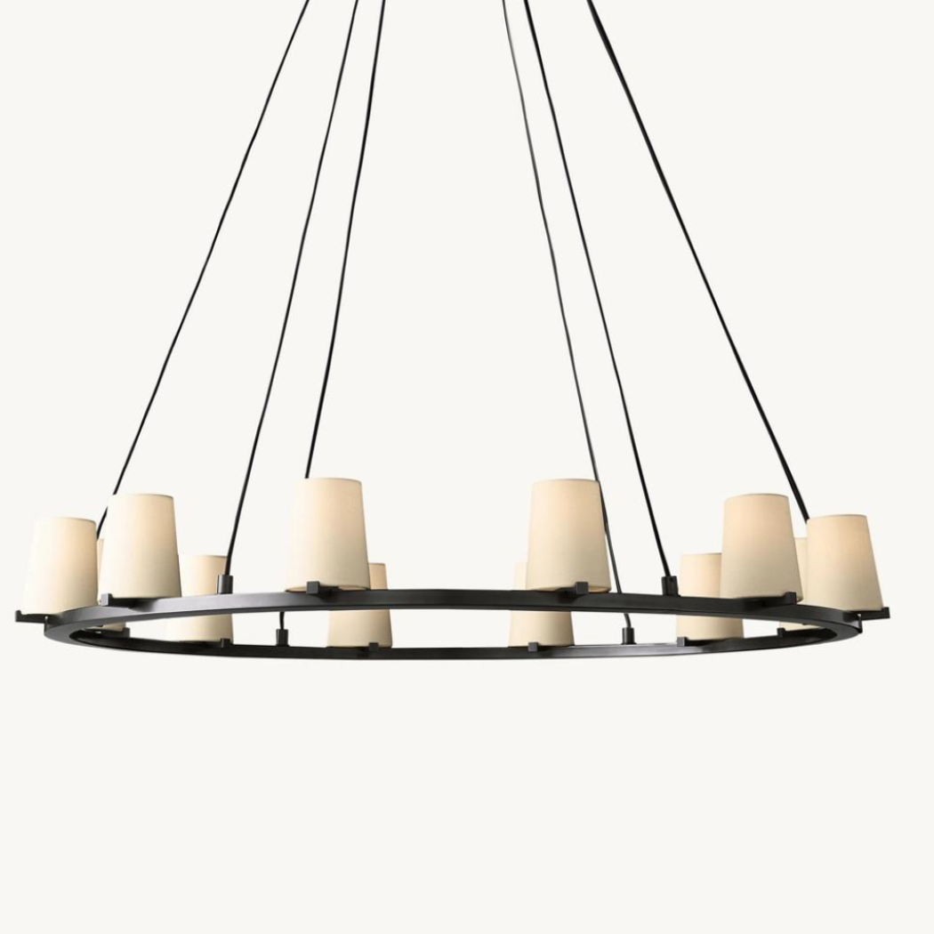 Cirella 48″ White Fabric Round Chandelier