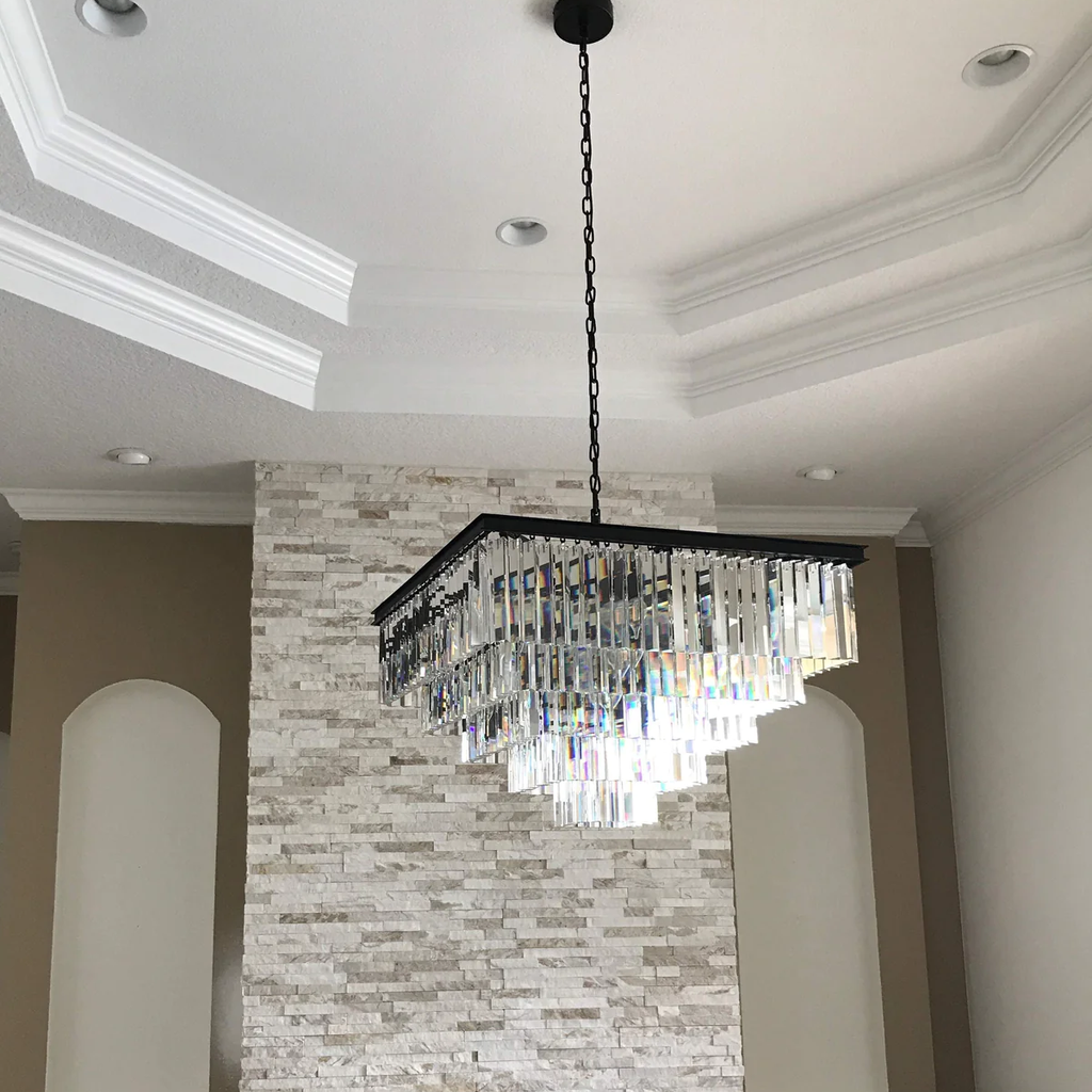 Odessa Multi-Tier K9 Crystal Square Chandelier