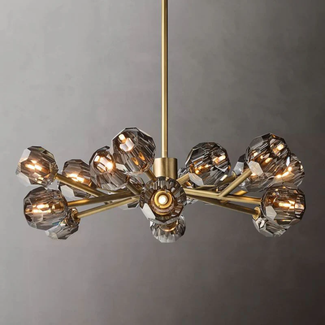 Lumera 36″ Clear & Smoke Crystal Round Chandelier