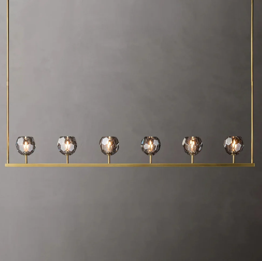 Lumera 60″ Smoke Crystal Linear Chandelier