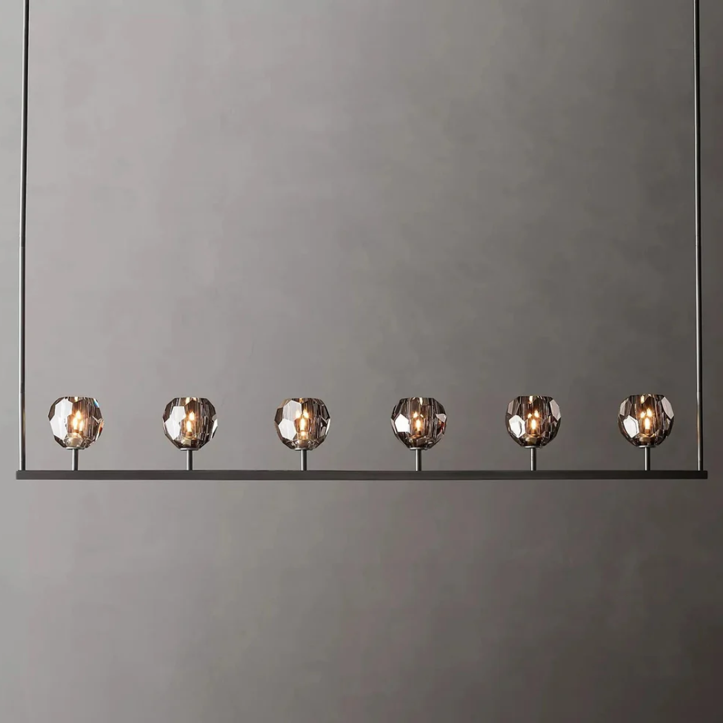 Lumera 60″ Smoke Crystal Linear Chandelier