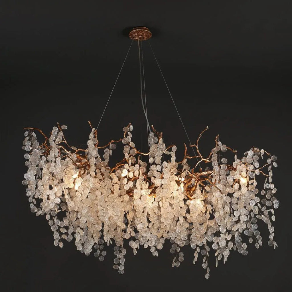 Avelina 59″ Clear Glass Leaf Branch Chandelier