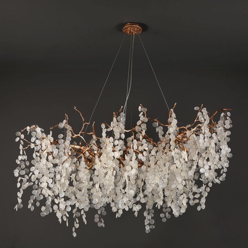 Avelina 59″ Clear Glass Leaf Branch Chandelier