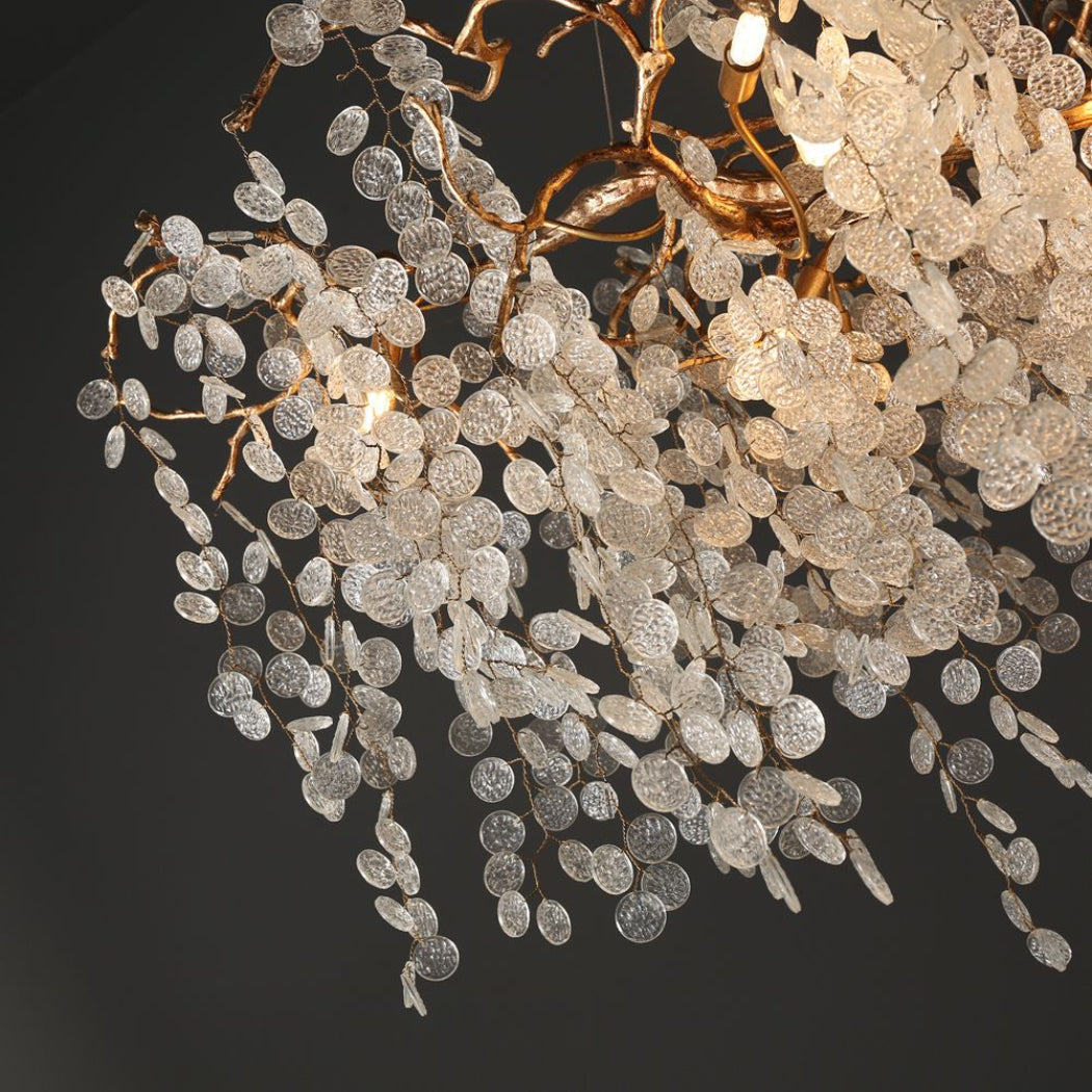 Avelina 59″ Clear Glass Leaf Branch Chandelier