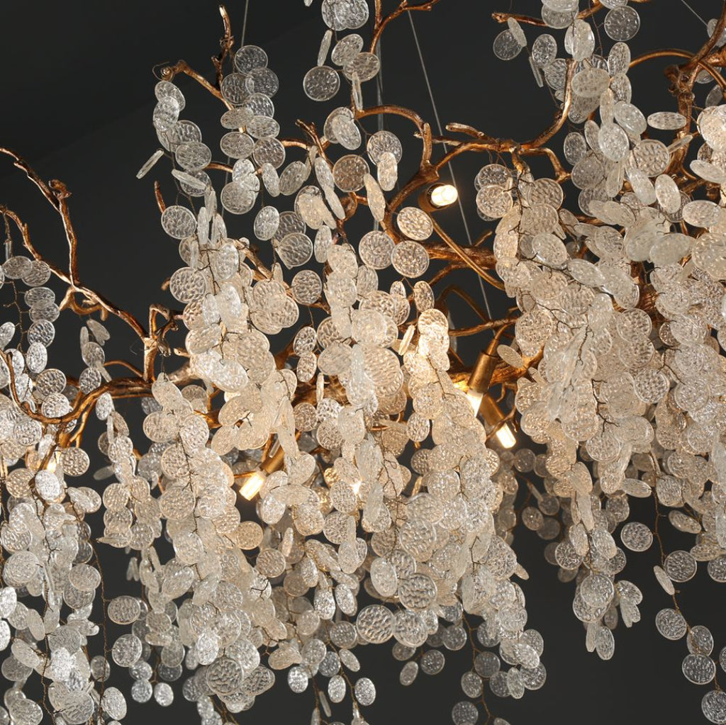 Avelina 59″ Clear Glass Leaf Branch Chandelier