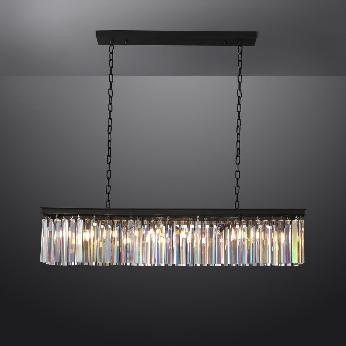 Odessa Black Glass Linear Chandelier
