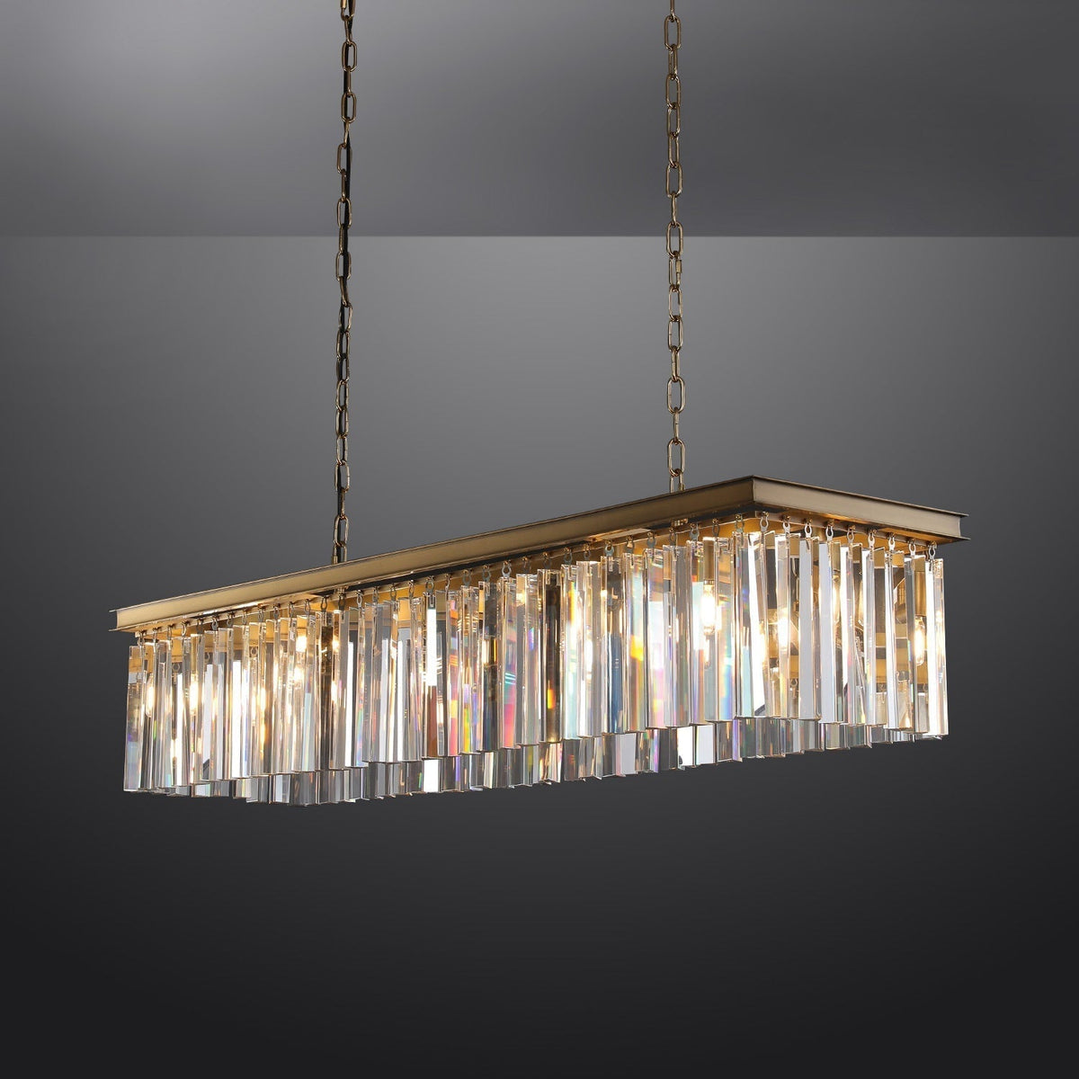 Odessa Black Glass Linear Chandelier