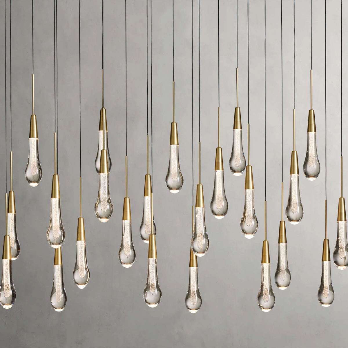 Avelisse Glass Raindrop Linear Chandelier 37" / 50" / 70" / 87" / 120"
