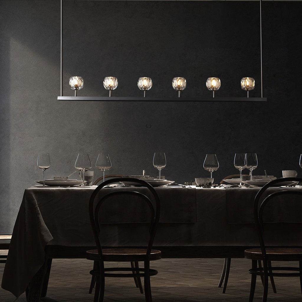 Lumera 60″ Smoke Crystal Linear Chandelier