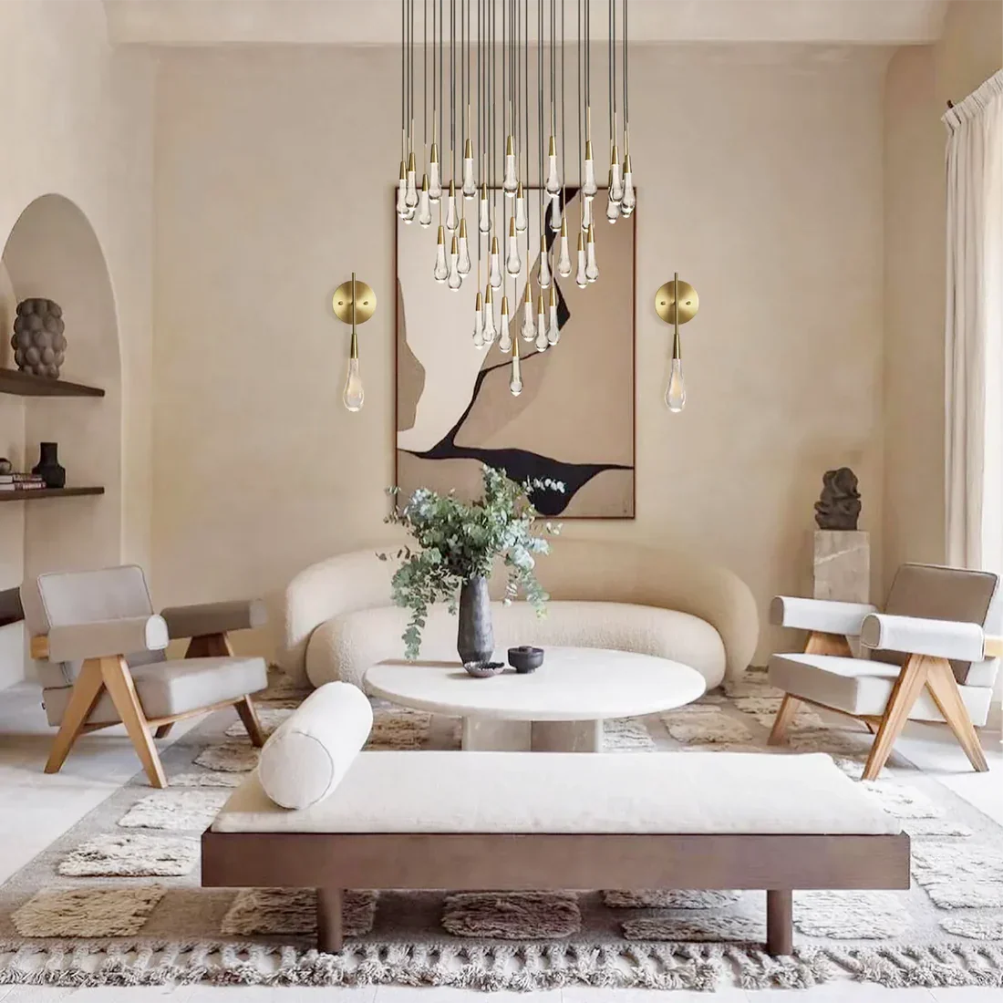 Avelisse Glass Raindrop Round Chandelier 17"/24"/36"/58"