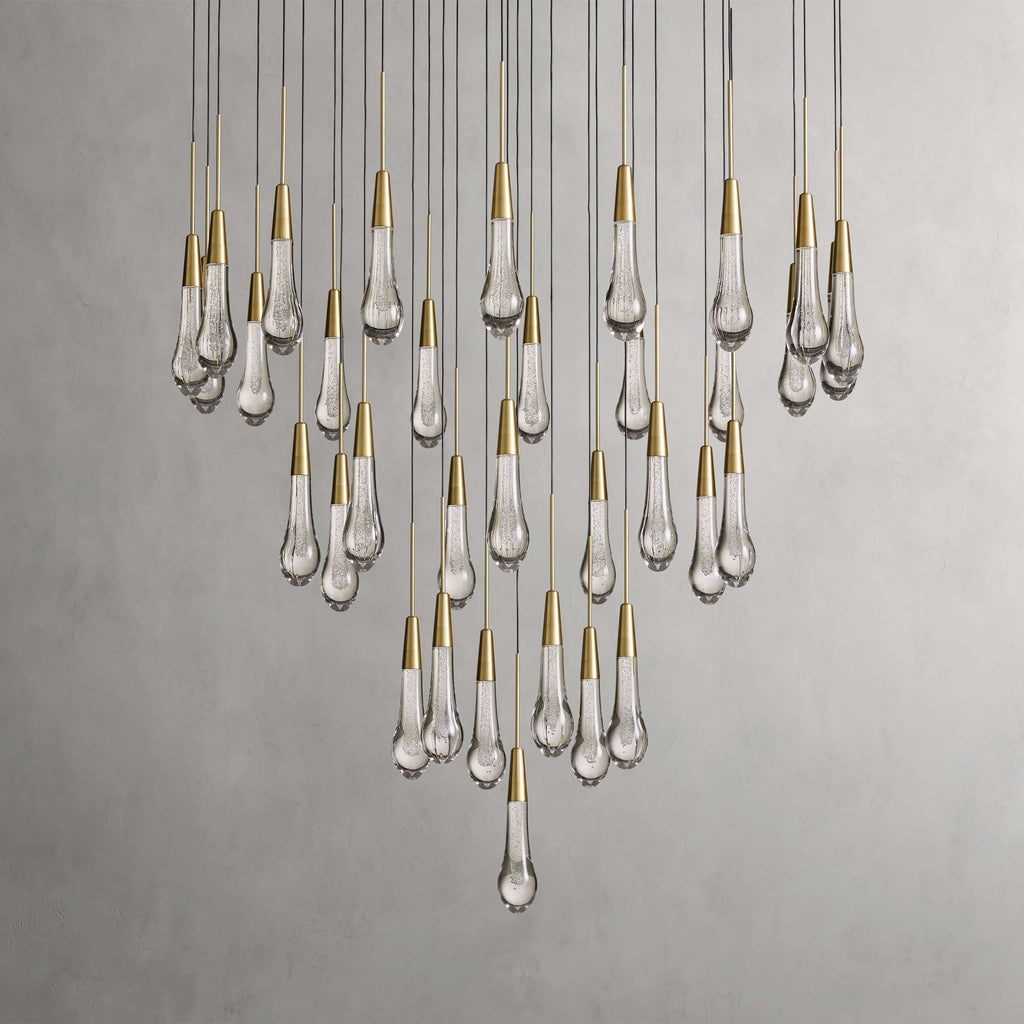 Avelisse Glass Raindrop Round Chandelier 17"/24"/36"/58"