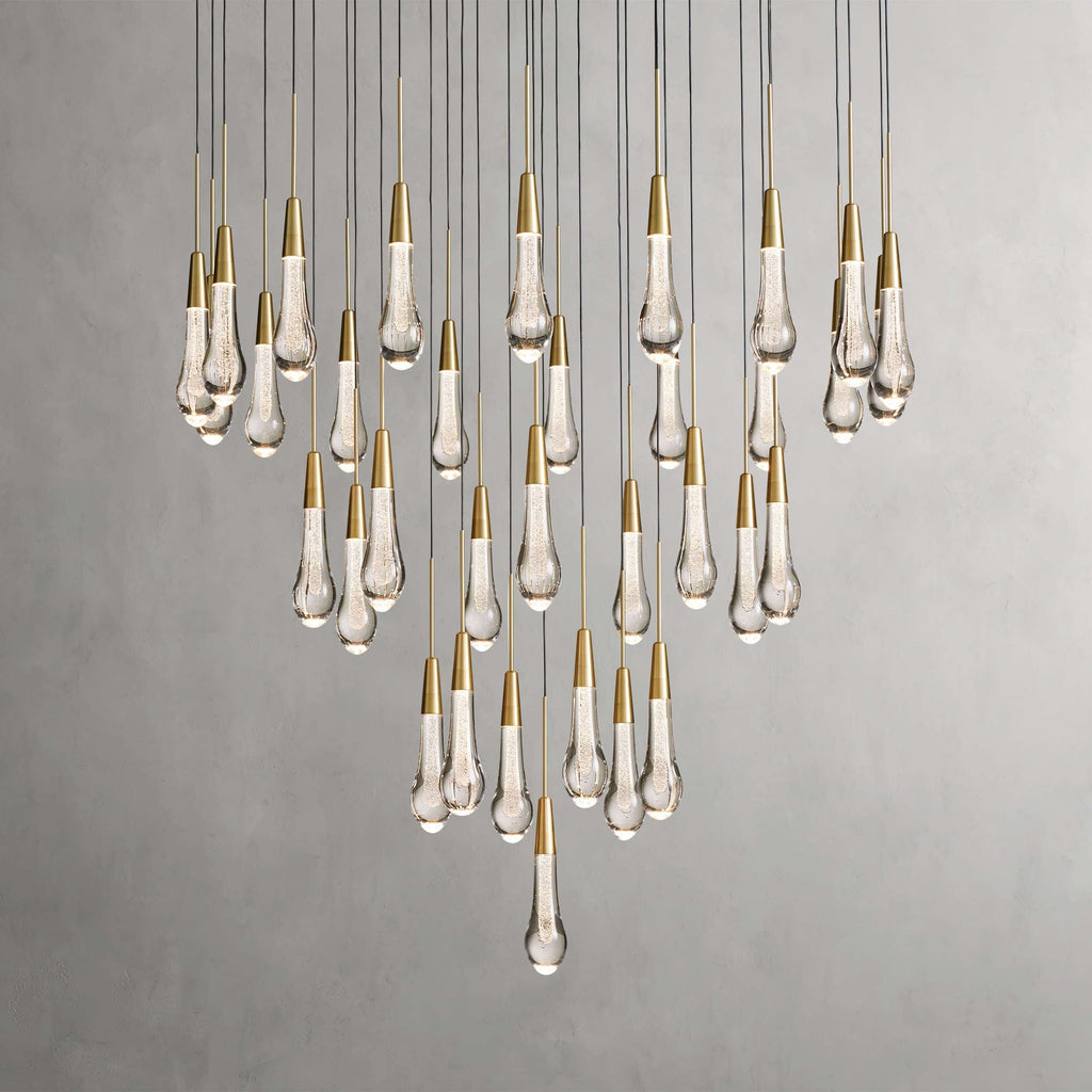 Avelisse Glass Raindrop Round Chandelier 17"/24"/36"/58"