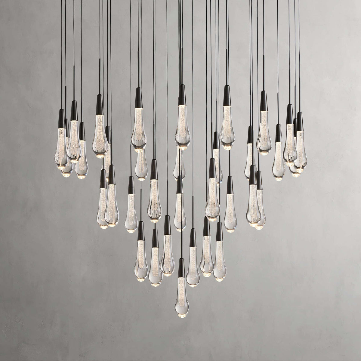 Avelisse Glass Raindrop Round Chandelier 17"/24"/36"/58"