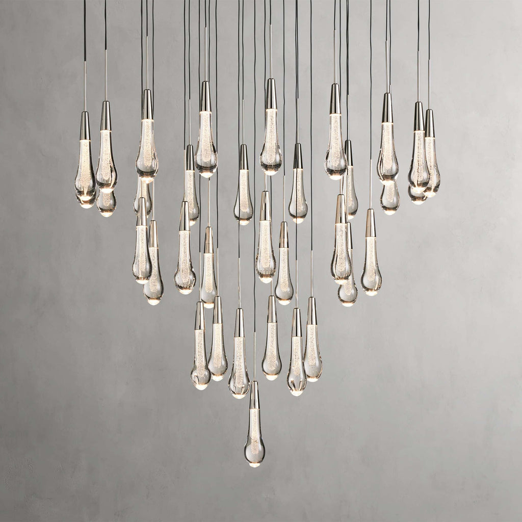 Avelisse Glass Raindrop Round Chandelier 17"/24"/36"/58"