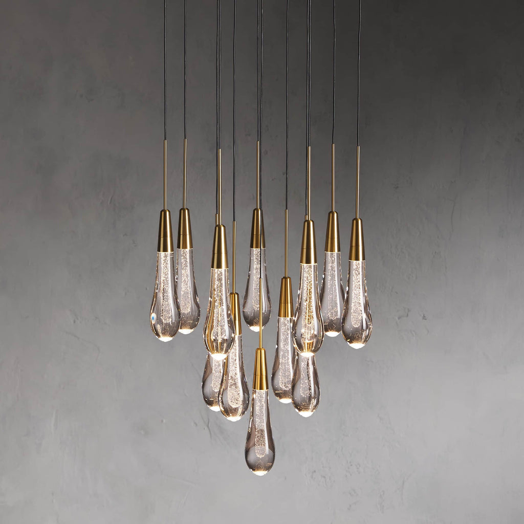 Avelisse Glass Raindrop Round Chandelier 17"/24"/36"/58"