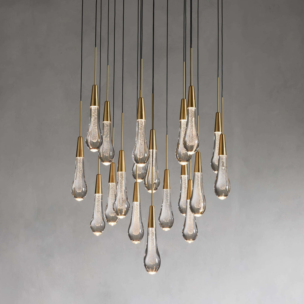 Avelisse Glass Raindrop Round Chandelier 17"/24"/36"/58"