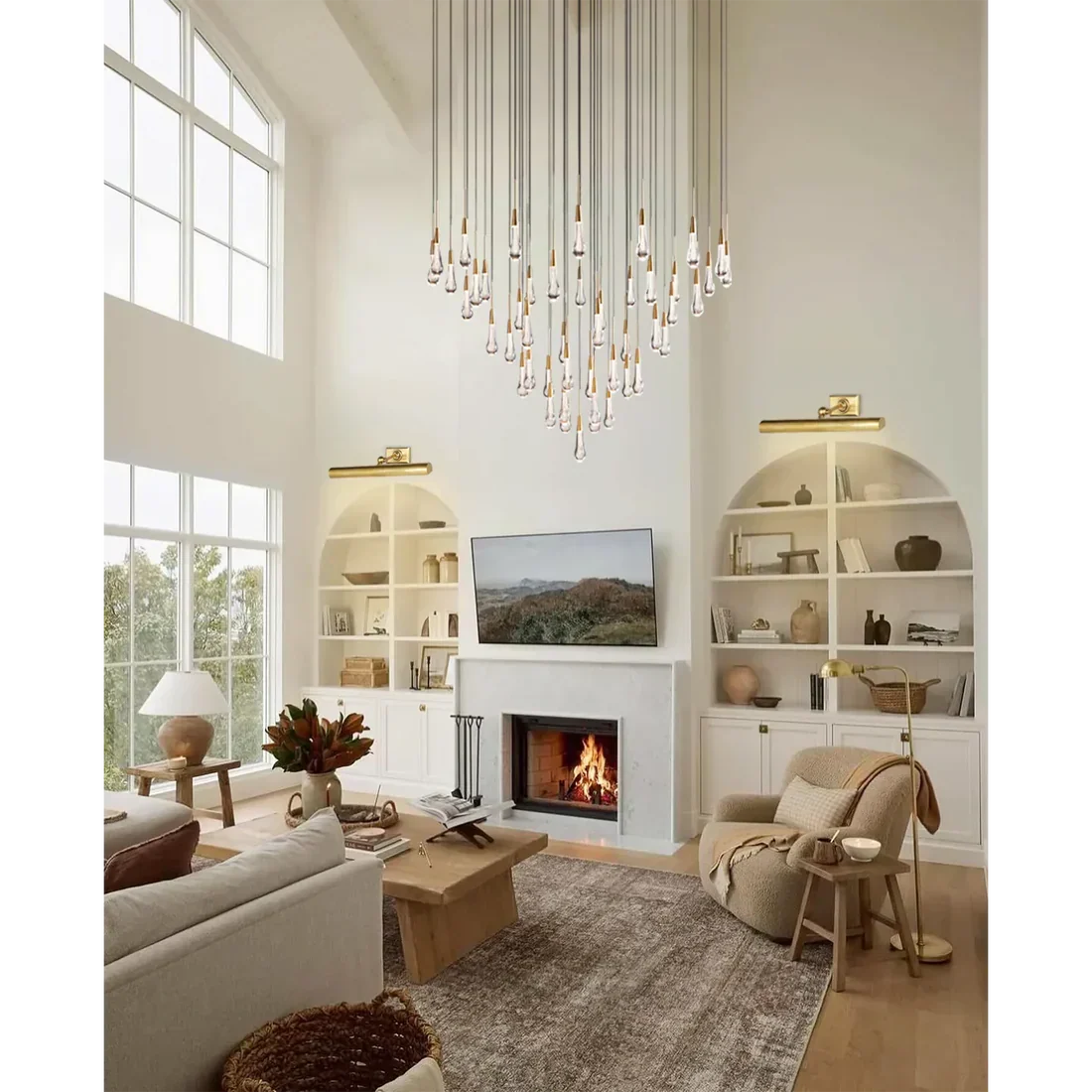 Avelisse Glass Raindrop Round Chandelier 17"/24"/36"/58"