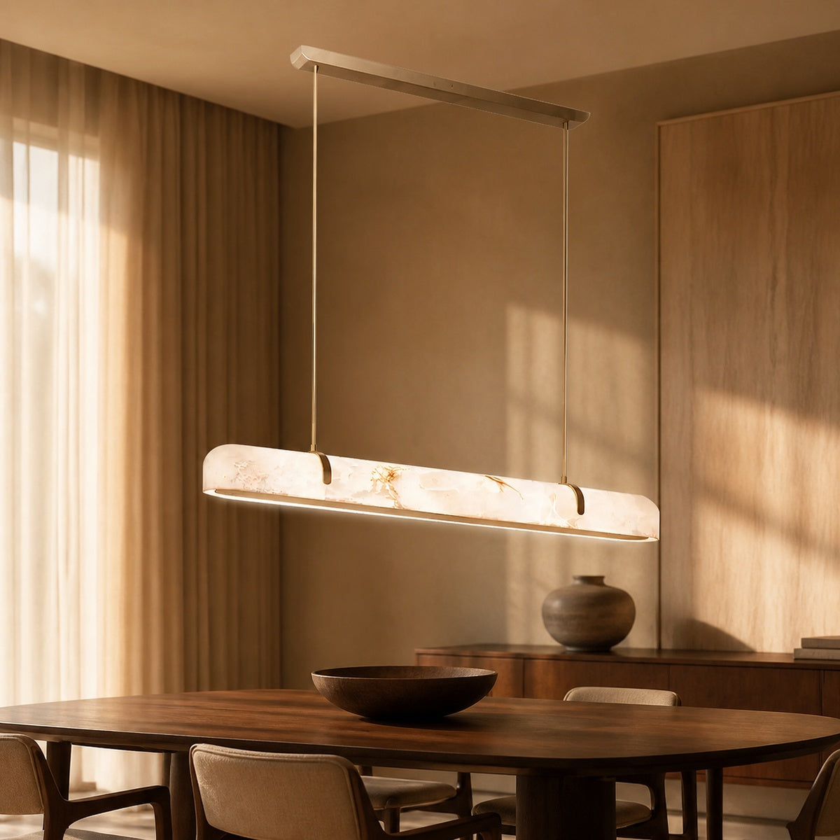 Aurevia Modern Linear Alabaster Chandelier