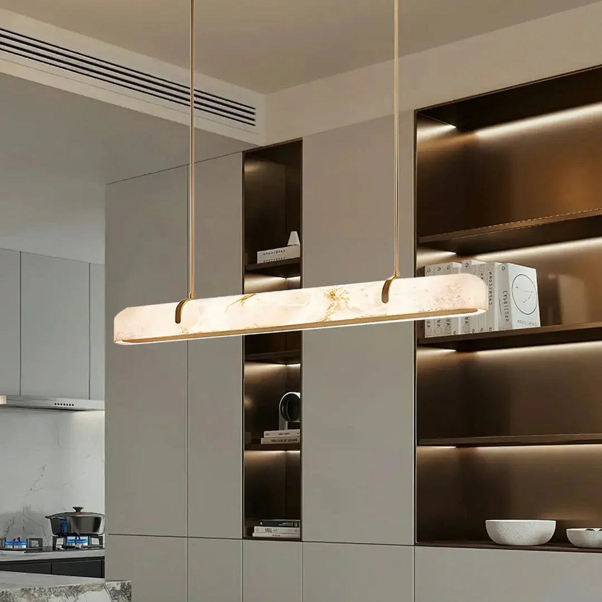 Aurevia Modern Linear Alabaster Chandelier