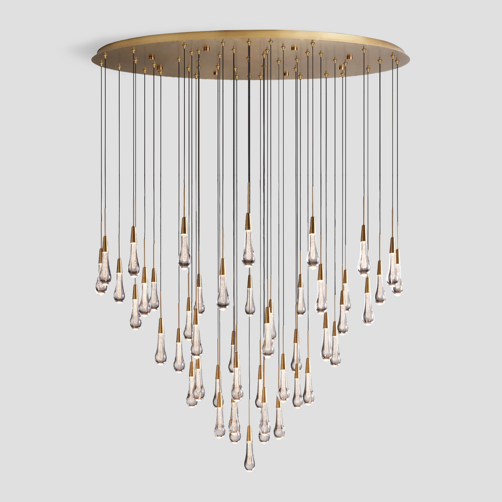 Avelisse Glass Raindrop Round Chandelier 17"/24"/36"/58"