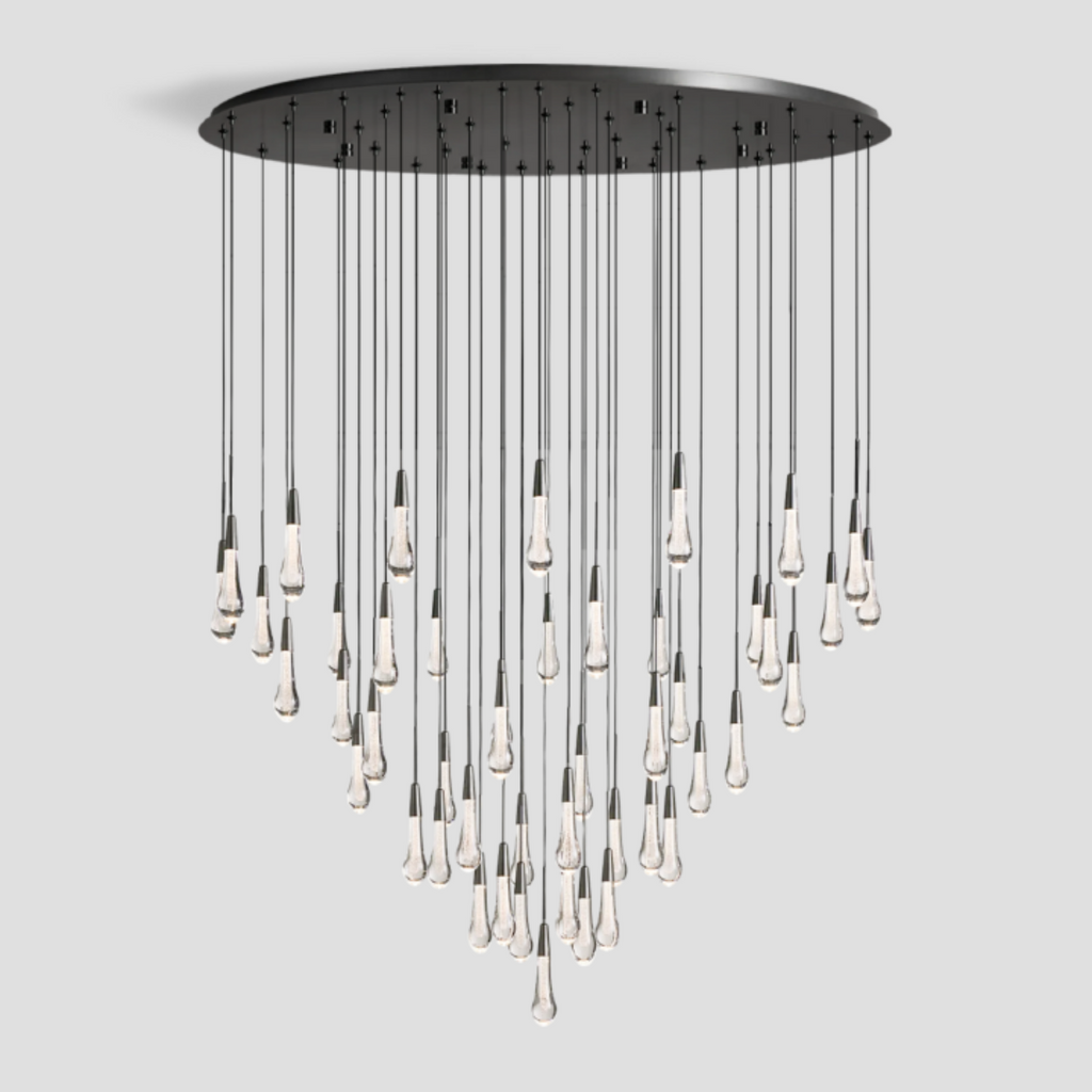 Avelisse Glass Raindrop Round Chandelier 17"/24"/36"/58"