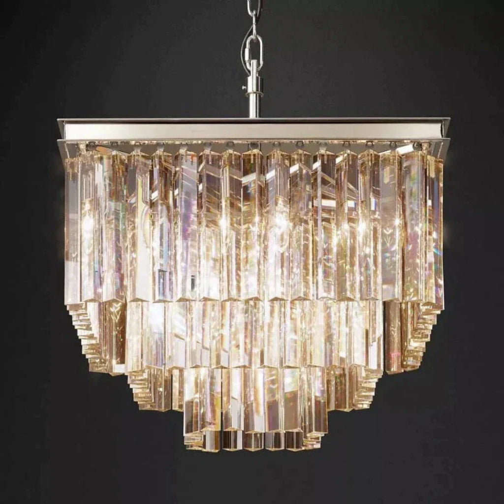 Odessa Multi-Tier K9 Crystal Square Chandelier