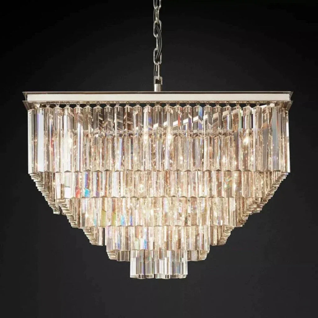 Odessa Multi-Tier K9 Crystal Square Chandelier