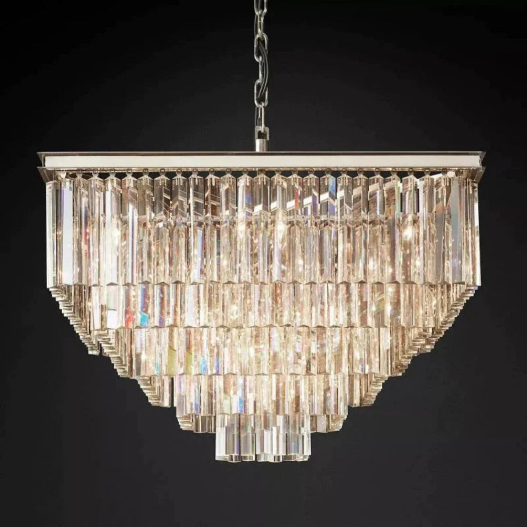 Odessa Multi-Tier K9 Crystal Square Chandelier