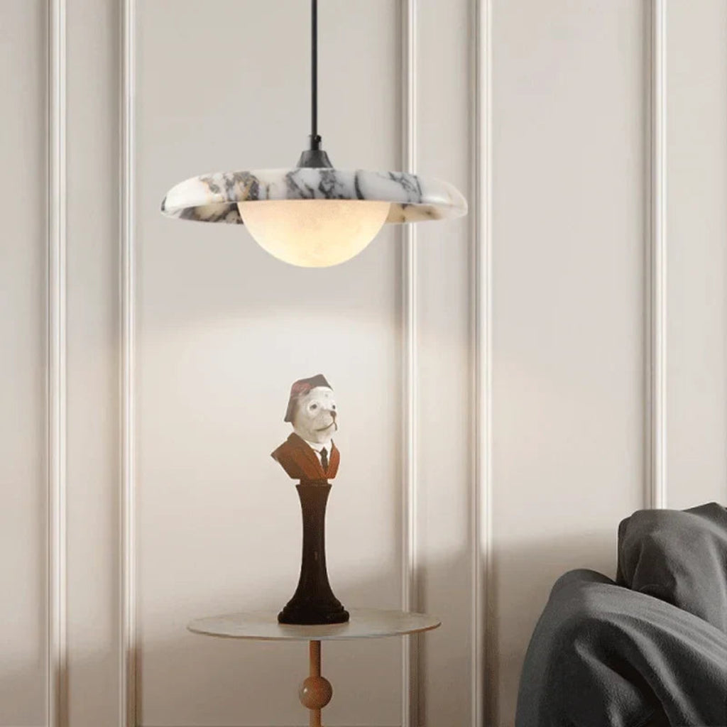Travelle 9.8″ Round Marble Pendant Light