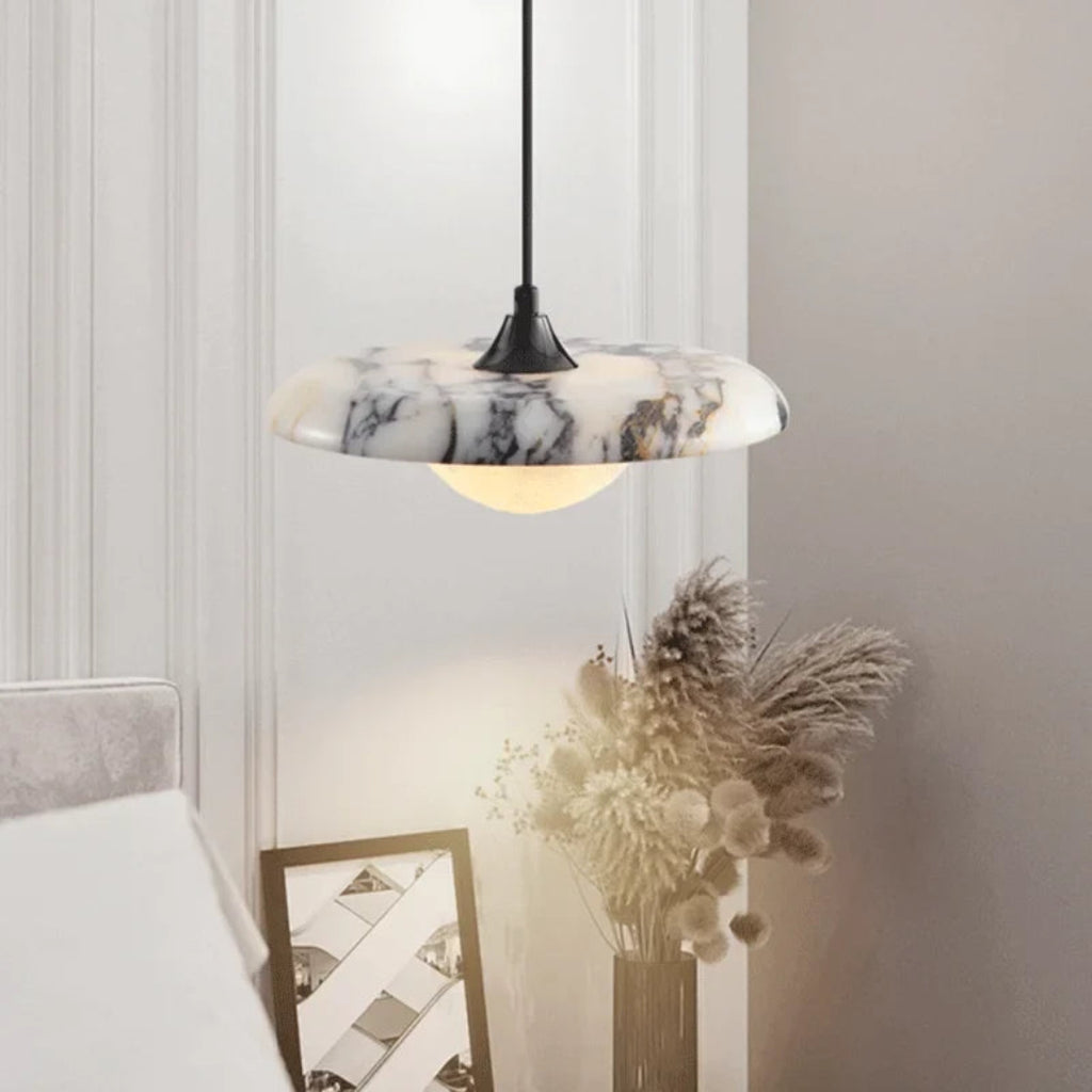 Travelle 9.8″ Round Marble Pendant Light