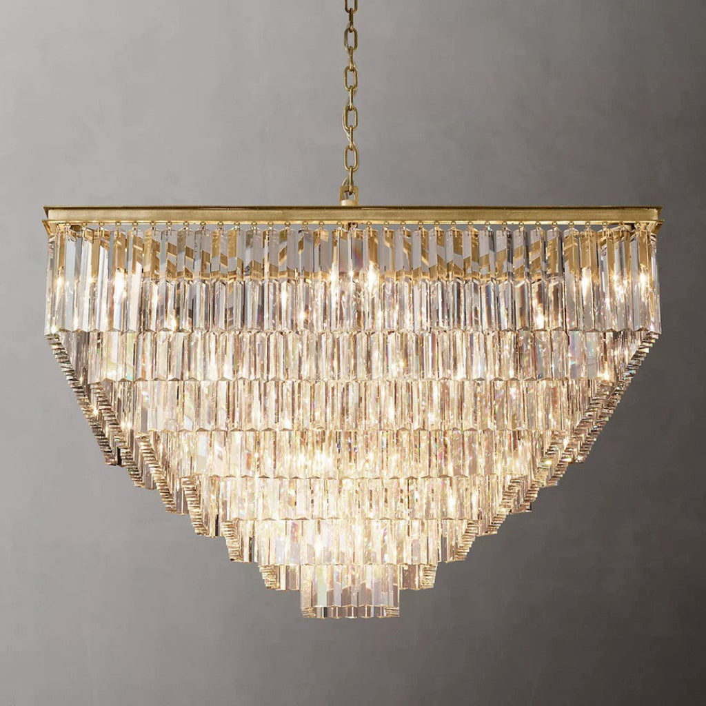 Odessa Multi-Tier K9 Crystal Square Chandelier
