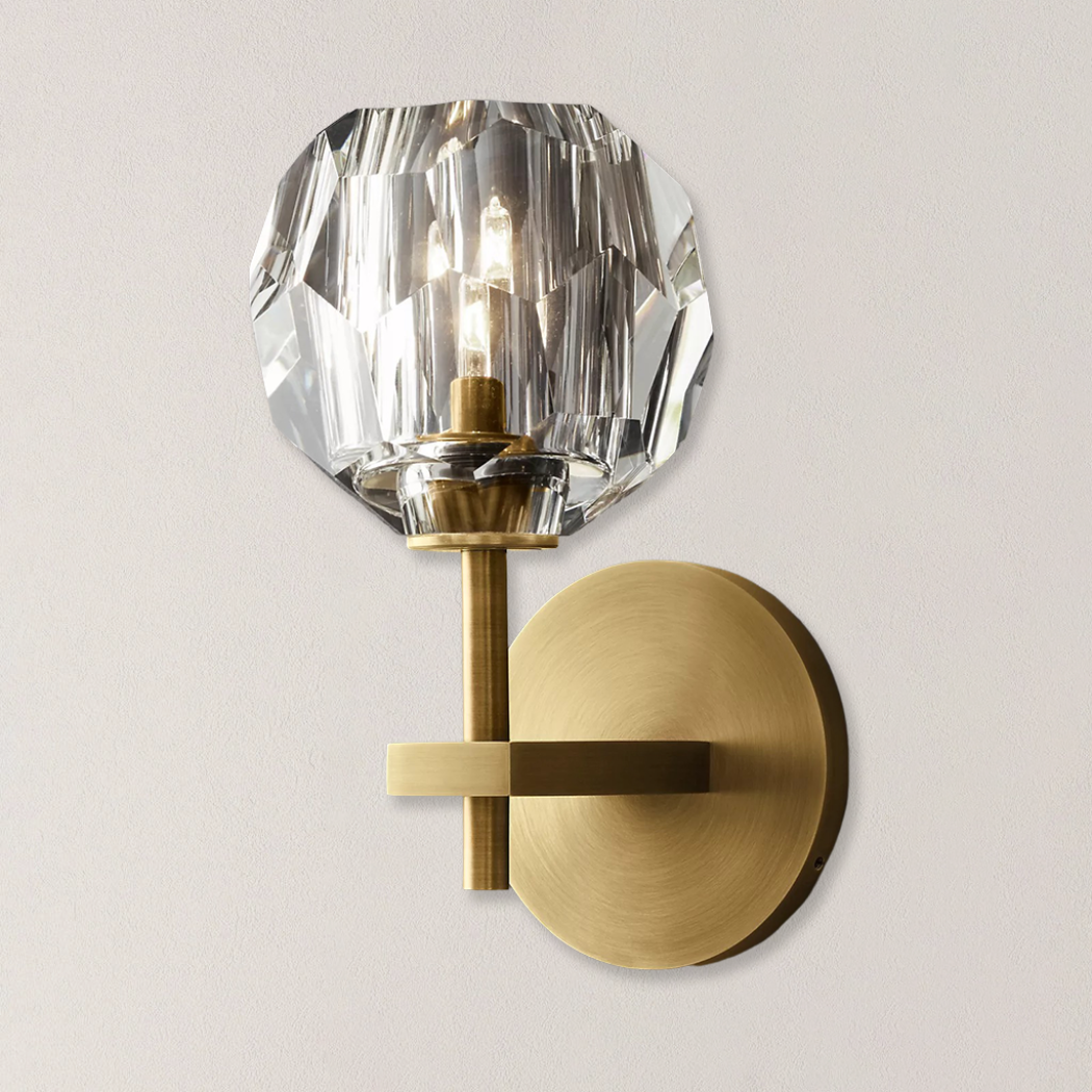 Lumera Clear & Smoke Crystal Wall Sconce