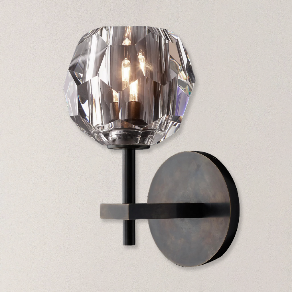 Lumera Clear & Smoke Crystal Wall Sconce