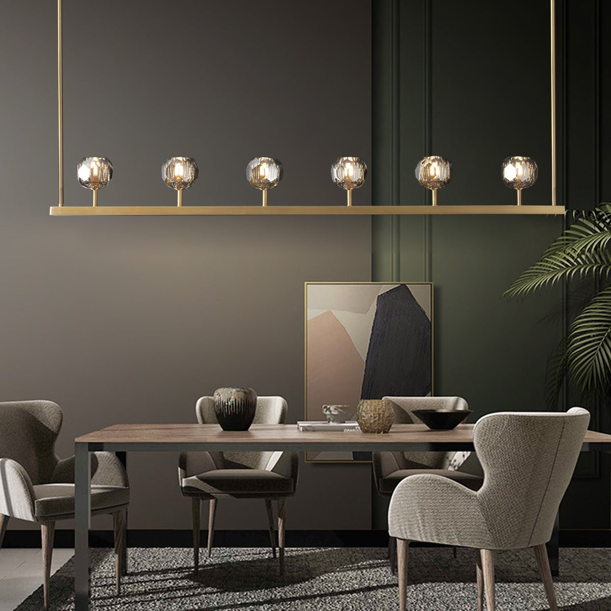 Lumera 60″ Smoke Crystal Linear Chandelier