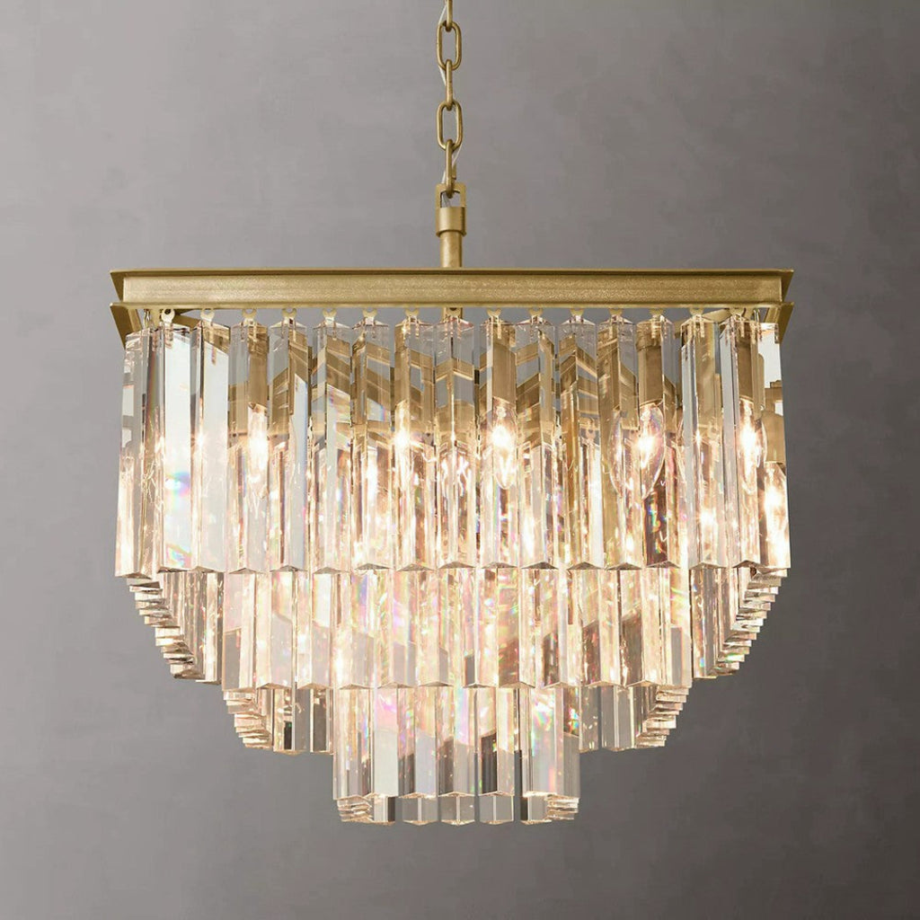 Odessa Multi-Tier K9 Crystal Square Chandelier