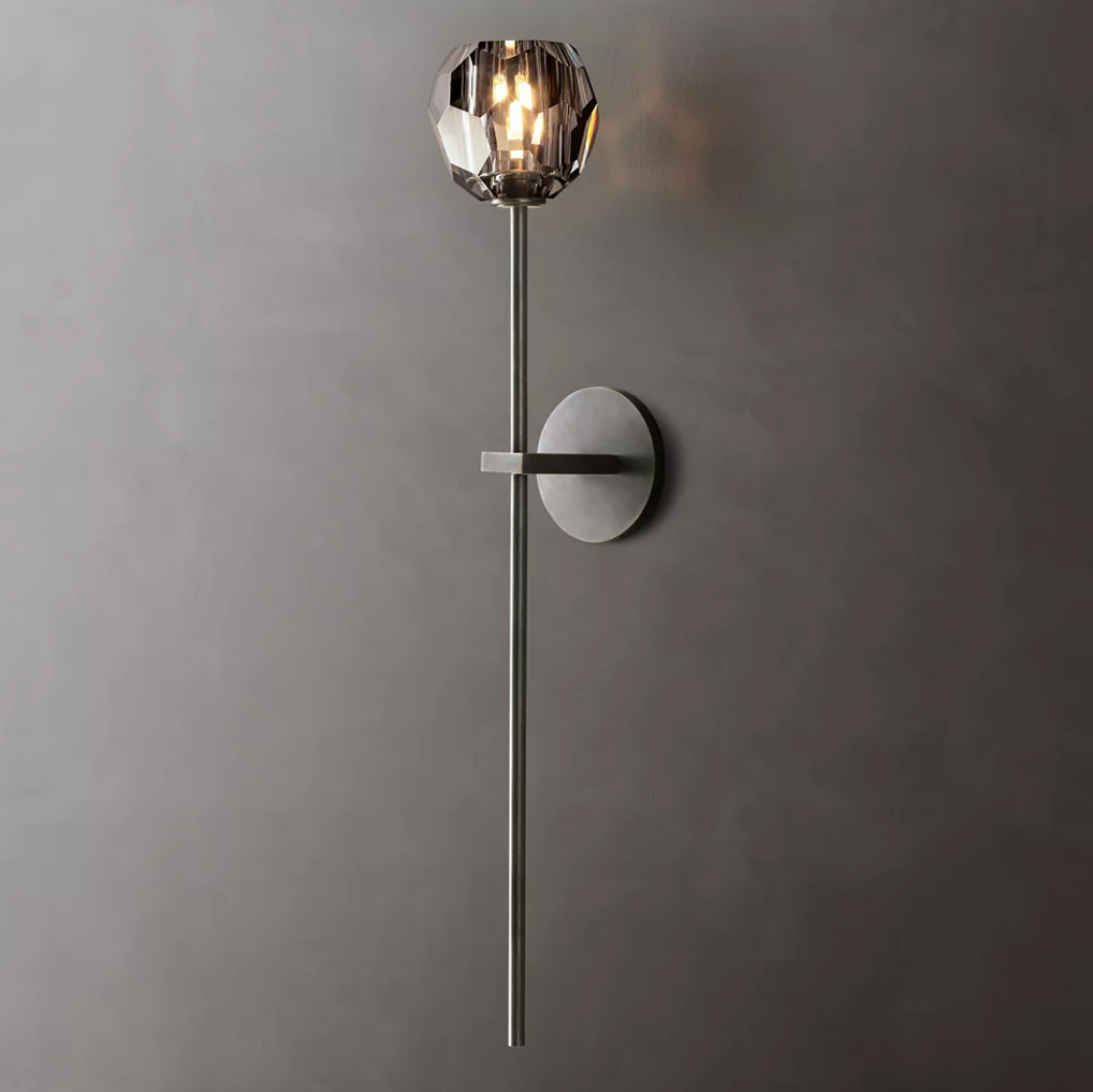 Lumera Clear & Smoke Crystal Wall Sconce