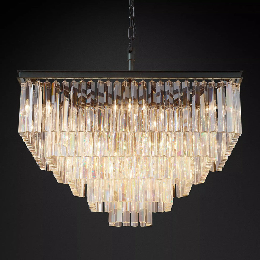 Odessa Multi-Tier K9 Crystal Square Chandelier