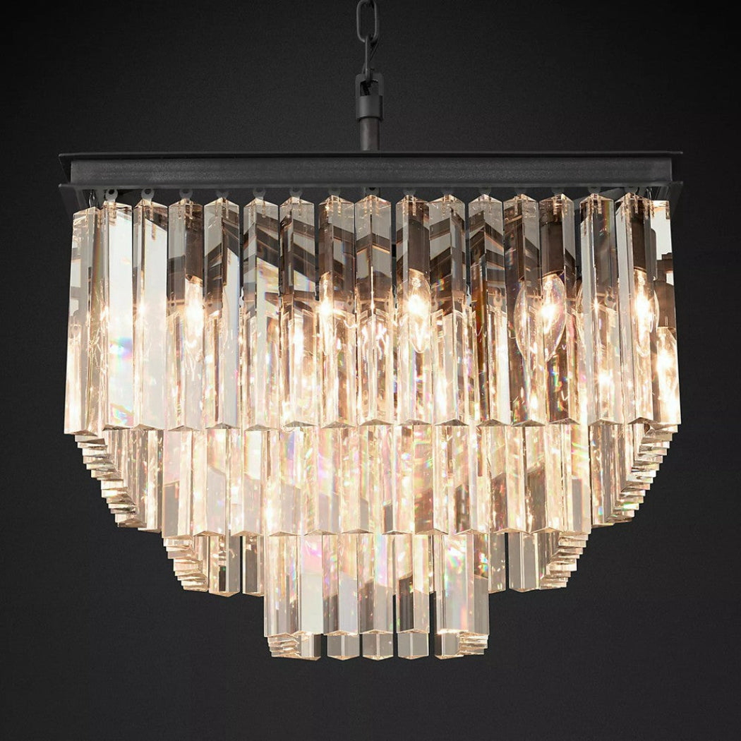 Odessa Multi-Tier K9 Crystal Square Chandelier