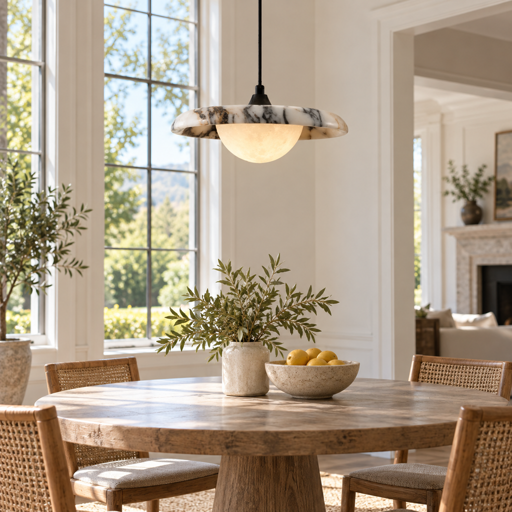Travelle 9.8″ Round Marble Pendant Light