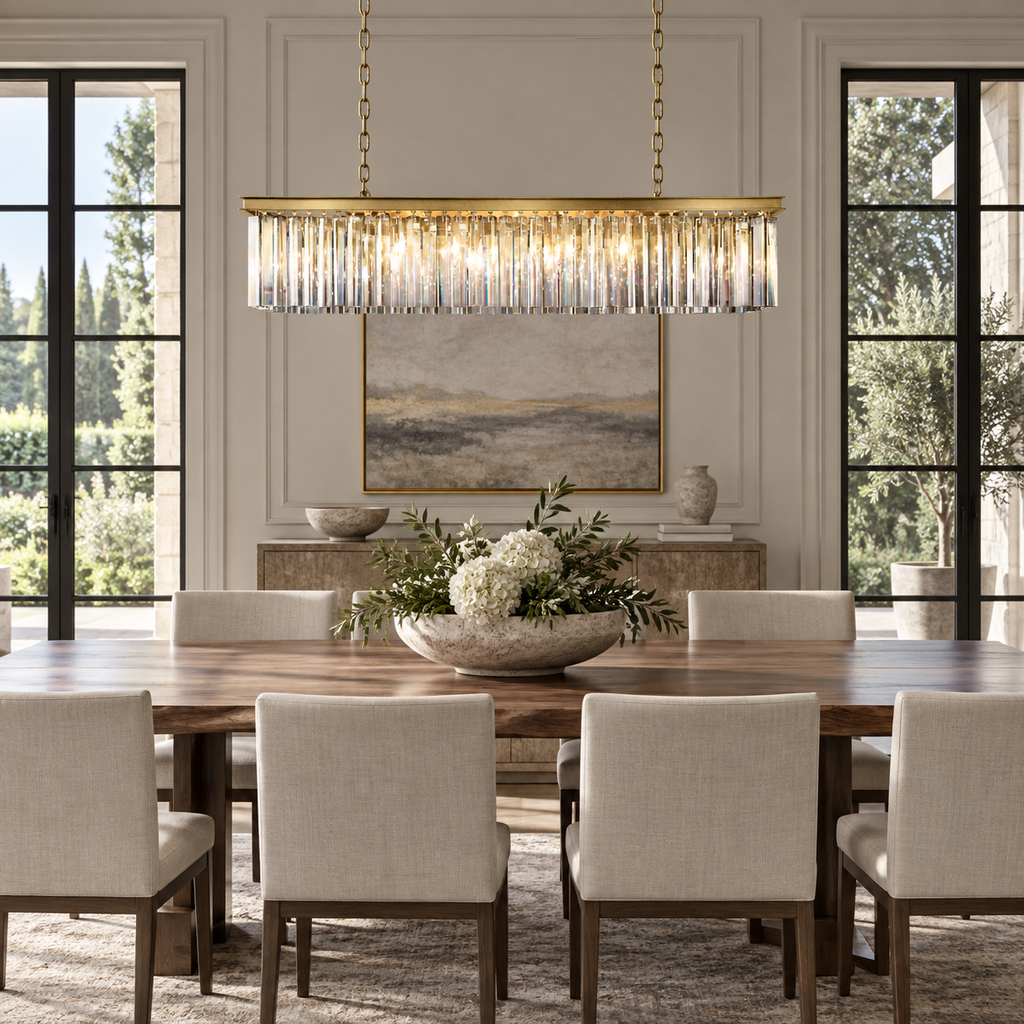 Odessa Black Glass Linear Chandelier
