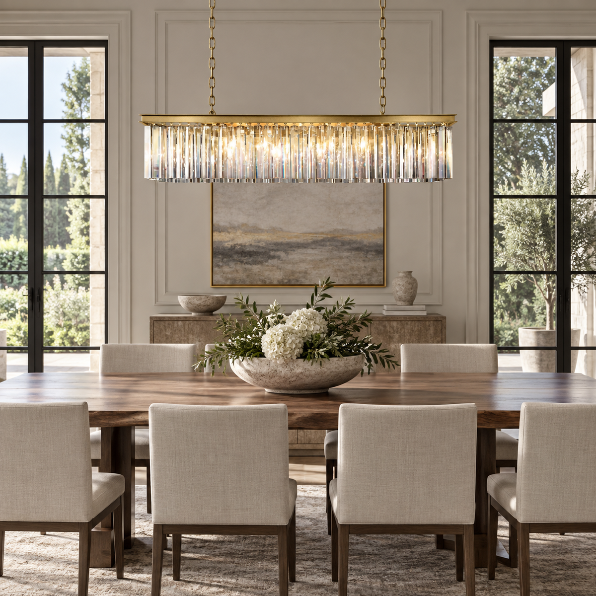 Odessa Black Glass Linear Chandelier