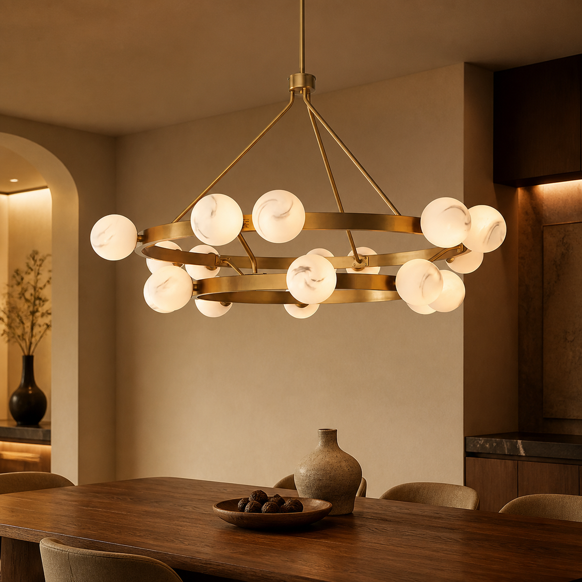 Aurevia Two-Tier Alabaster Chandelier