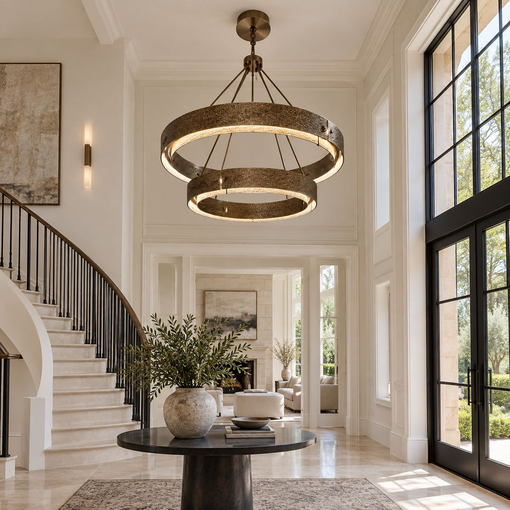 Valora 48″ Two-Tier Round Brass Chandelier