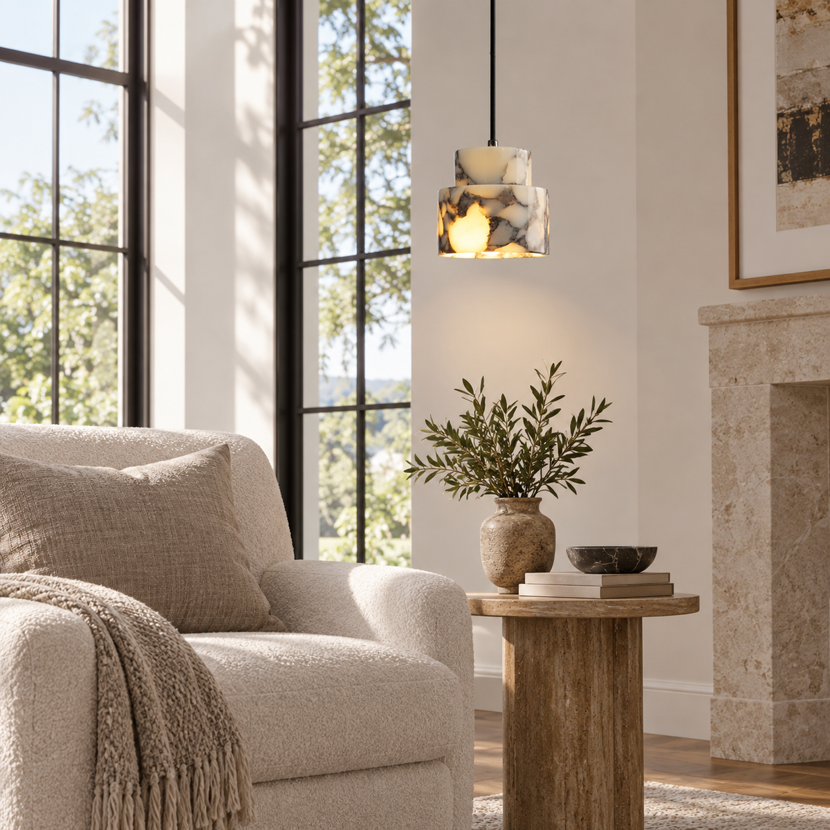 Travelle 5.1″ Wabi-Sabi Marble Pendant Light
